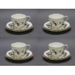 Set of 4 Royal Worcester Bacchanal Pattern Trios