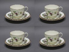 Set of 4 Royal Worcester Bacchanal Pattern Trios