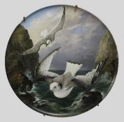 Creil et Montereau Painted Seagull Charger c.1880