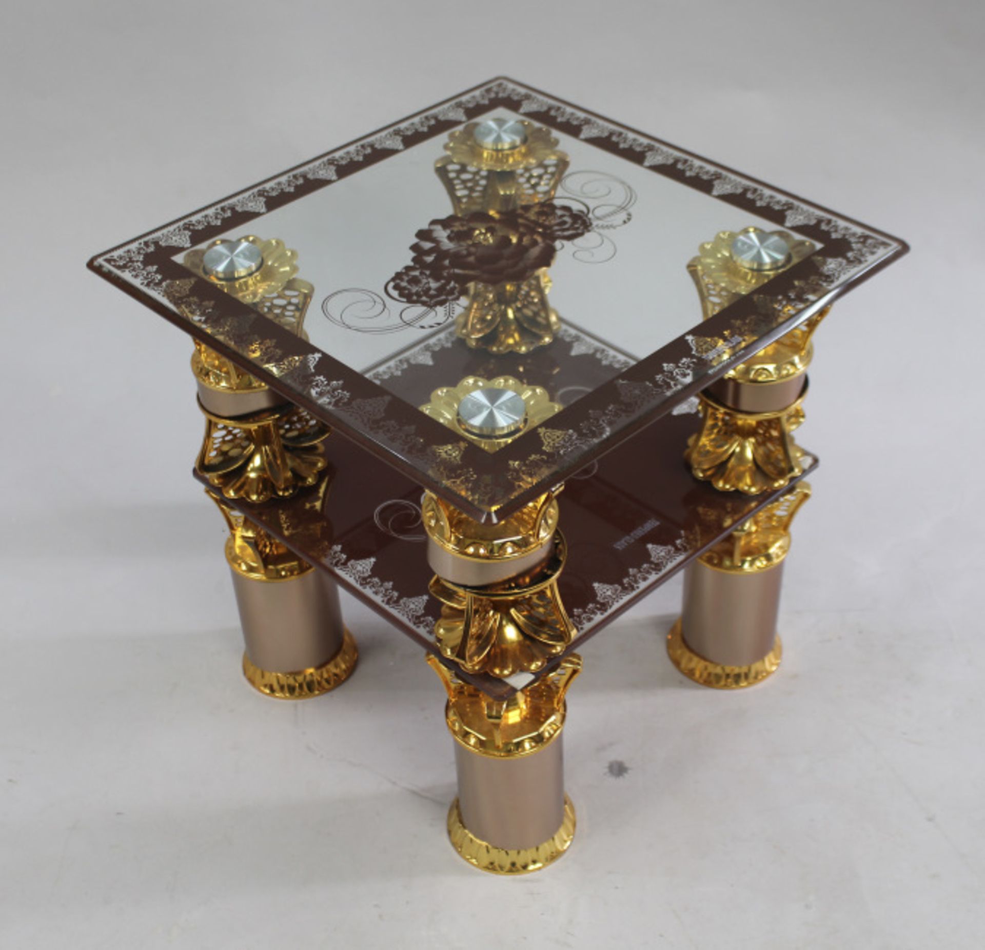Indian Inspired Glass Square Occasional Table - Image 2 of 2