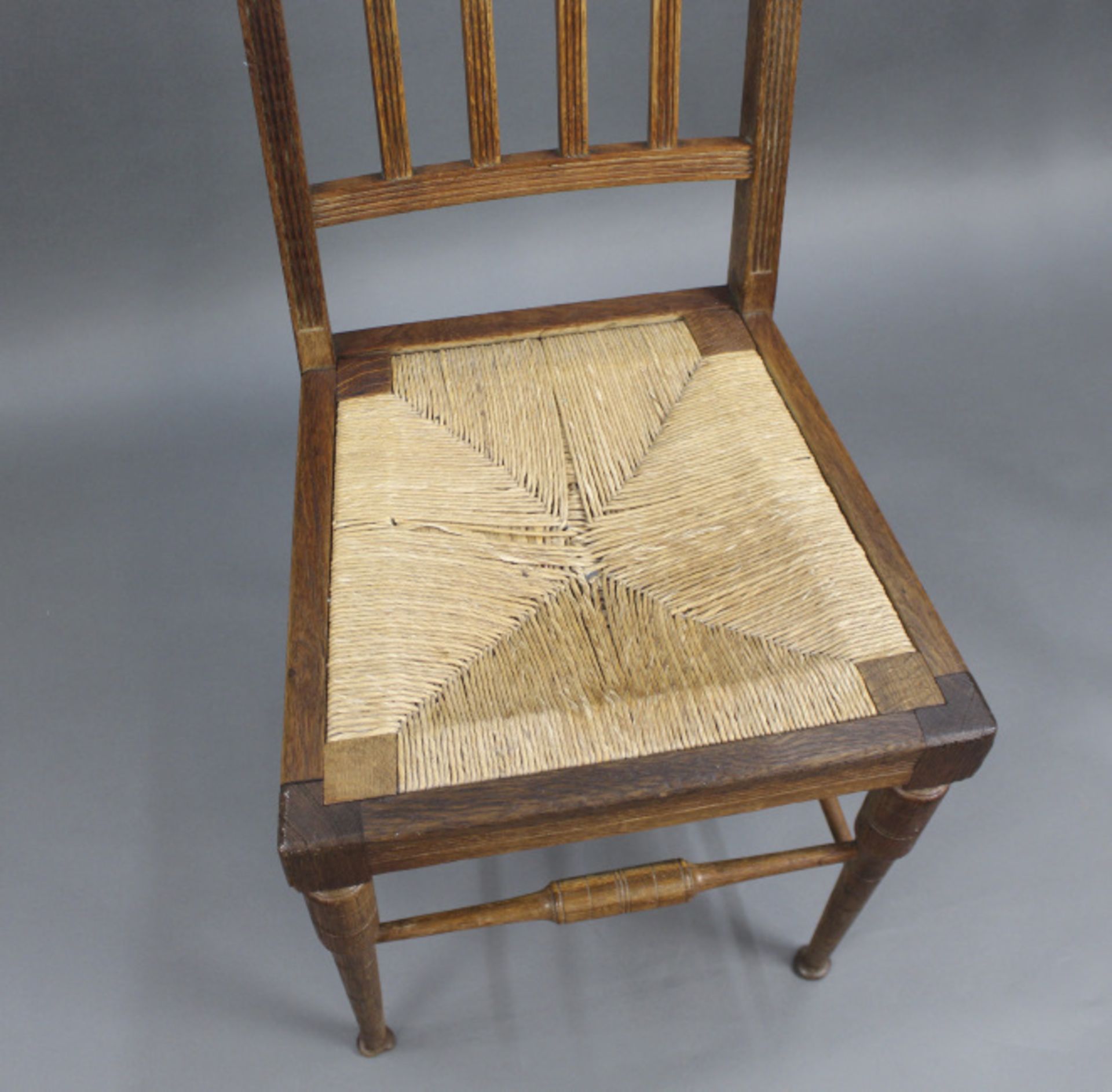 Edwardian Beech Occasional Chair with Rush Seat - Image 5 of 5