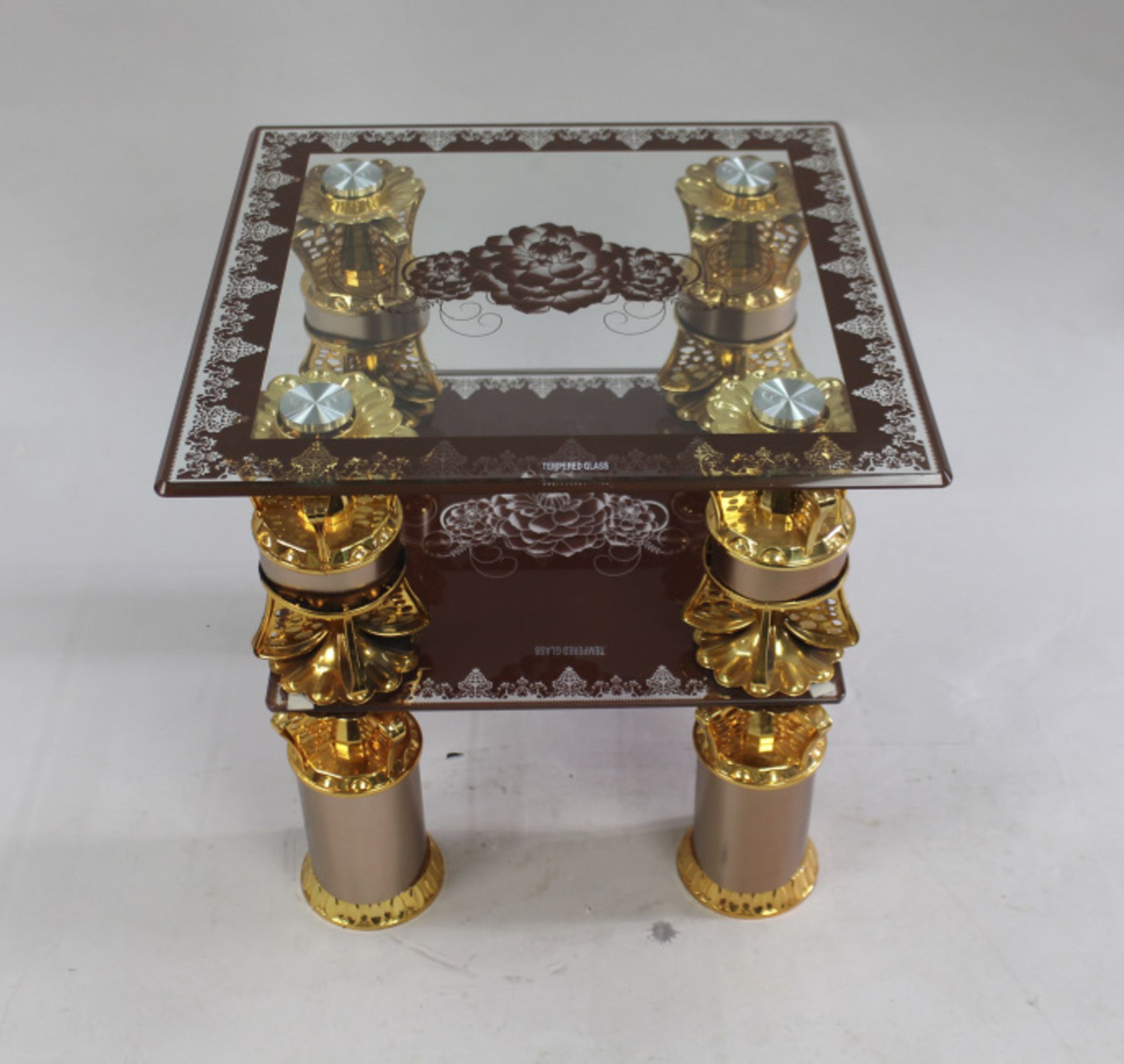 Indian Inspired Glass Square Occasional Table