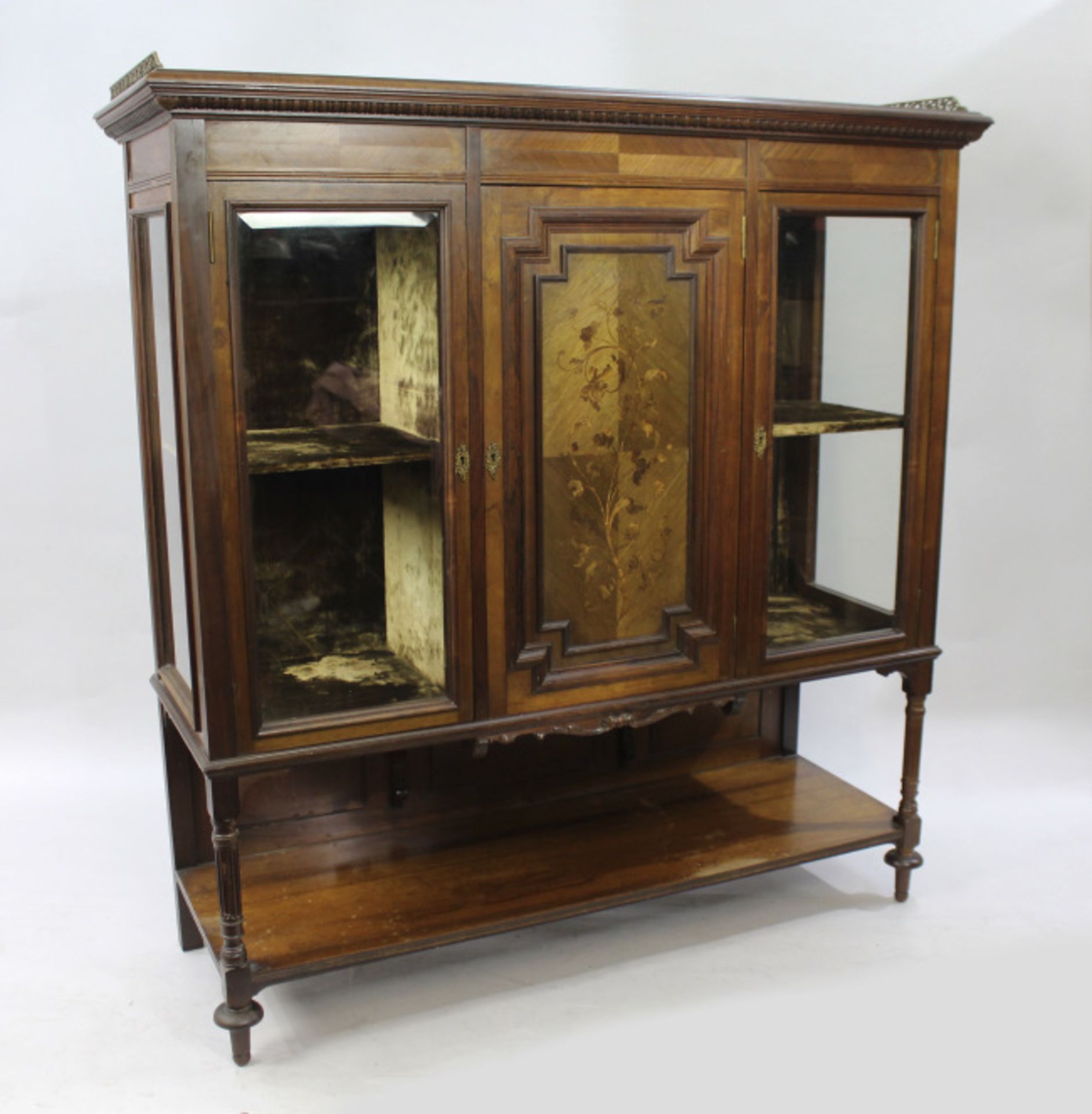 Late Victorian Inlaid Rosewood Display Cabinet - Image 7 of 8