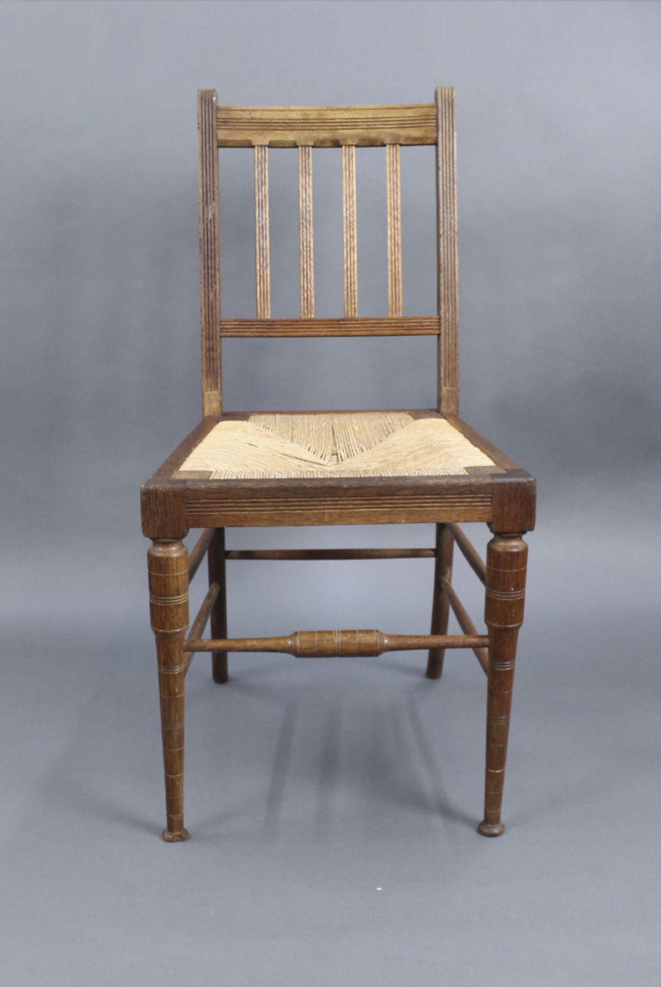 Edwardian Beech Occasional Chair with Rush Seat - Image 2 of 5