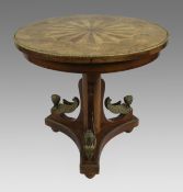 French Inlaid Circular Empire Style Centre Table