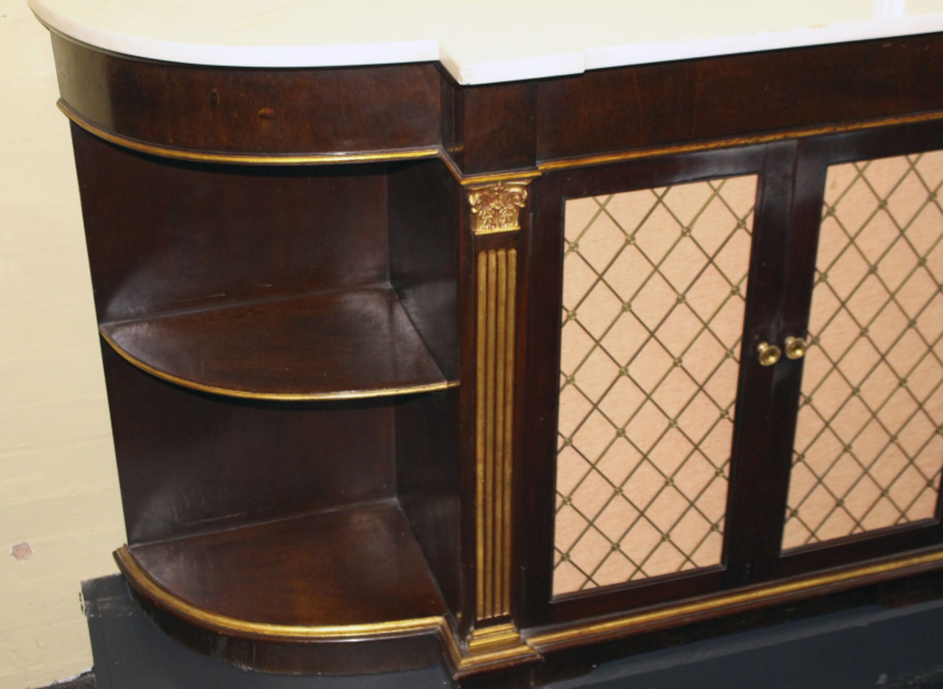 Long Marble Topped Mahogany & Gilt Side Cabinet - Image 5 of 8