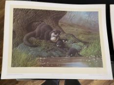 Otters by C David Johnston Limited Edition Print