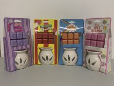 New - 4 x Swizzels Wax Burners. Being Rainbow Drops, Parma Violets, Drumsticks & Love Hearts