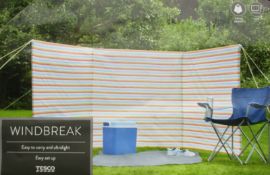 Brand New Tesco Windbreak 3.75M x 1.3M Lightweight Ideal For Camping & Caravanning Beach