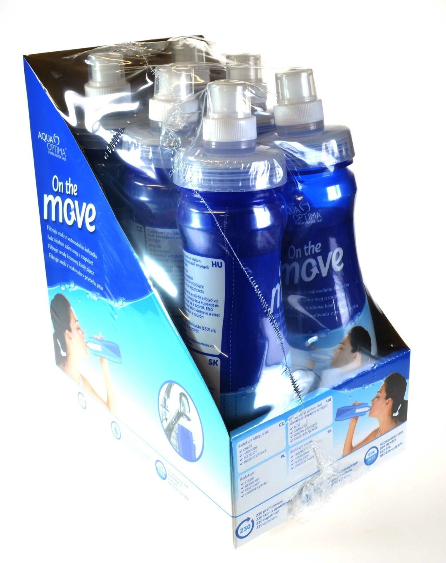 6 x Aqua Optima On The Move Pure Water Bottles