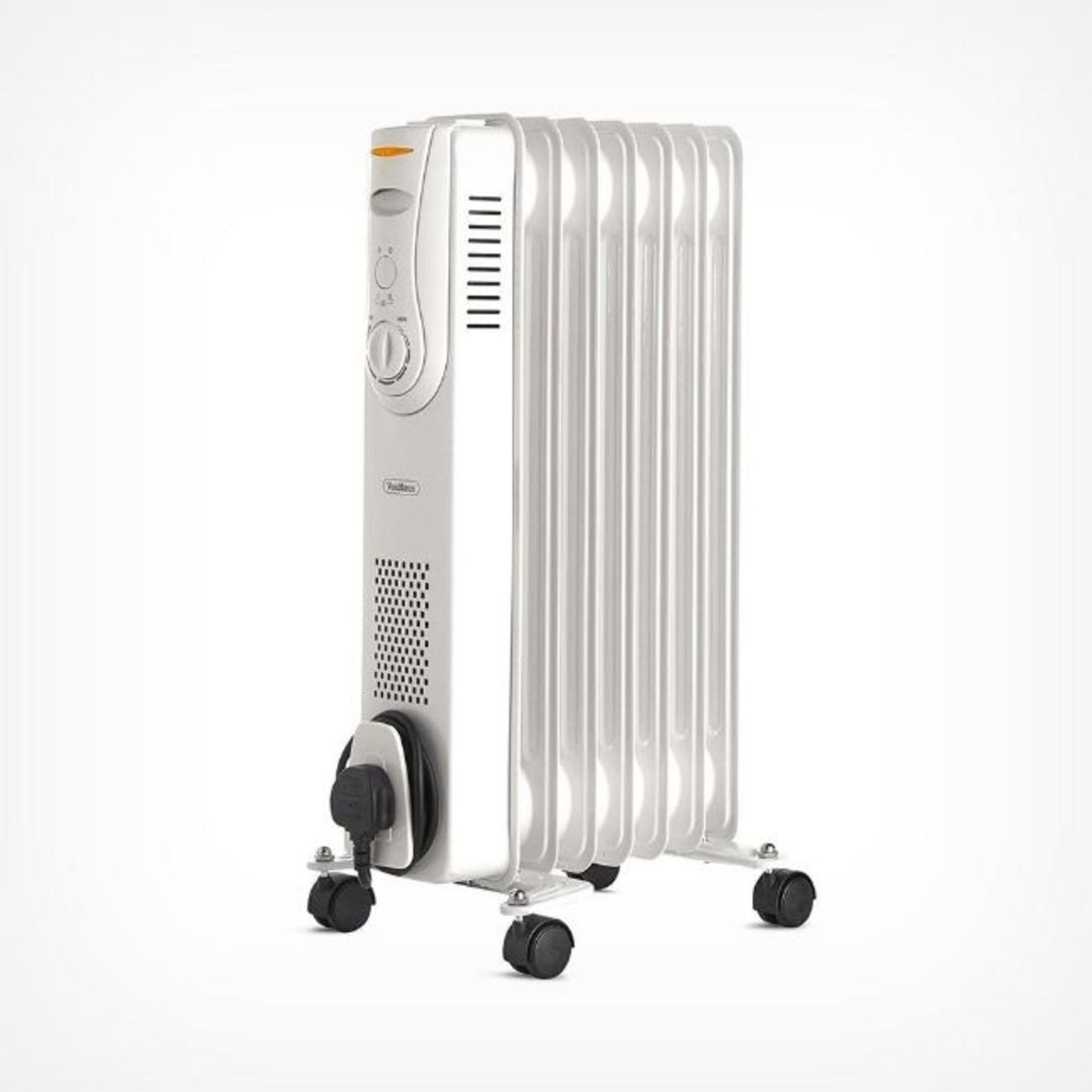 (H66) 7 Fin 1500W Oil Filled Radiator - White Powerful 1500W Radiator With 7 Oil-Filled Fins ...