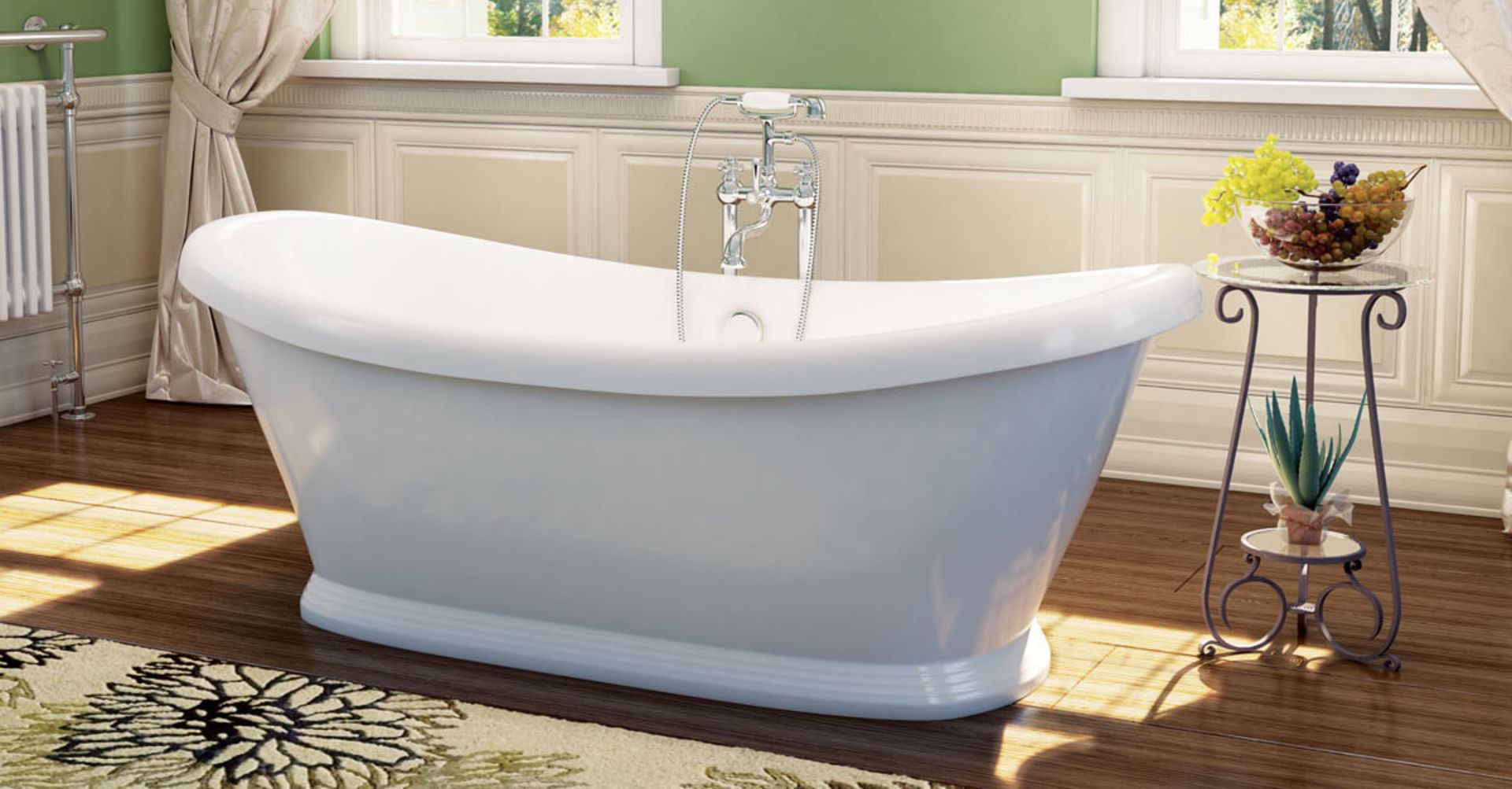 New (A3) Grace 1760x700mm Freestanding 2 Tap Hole Bath With Panel. RRP £1,475.96. Featuring A ...