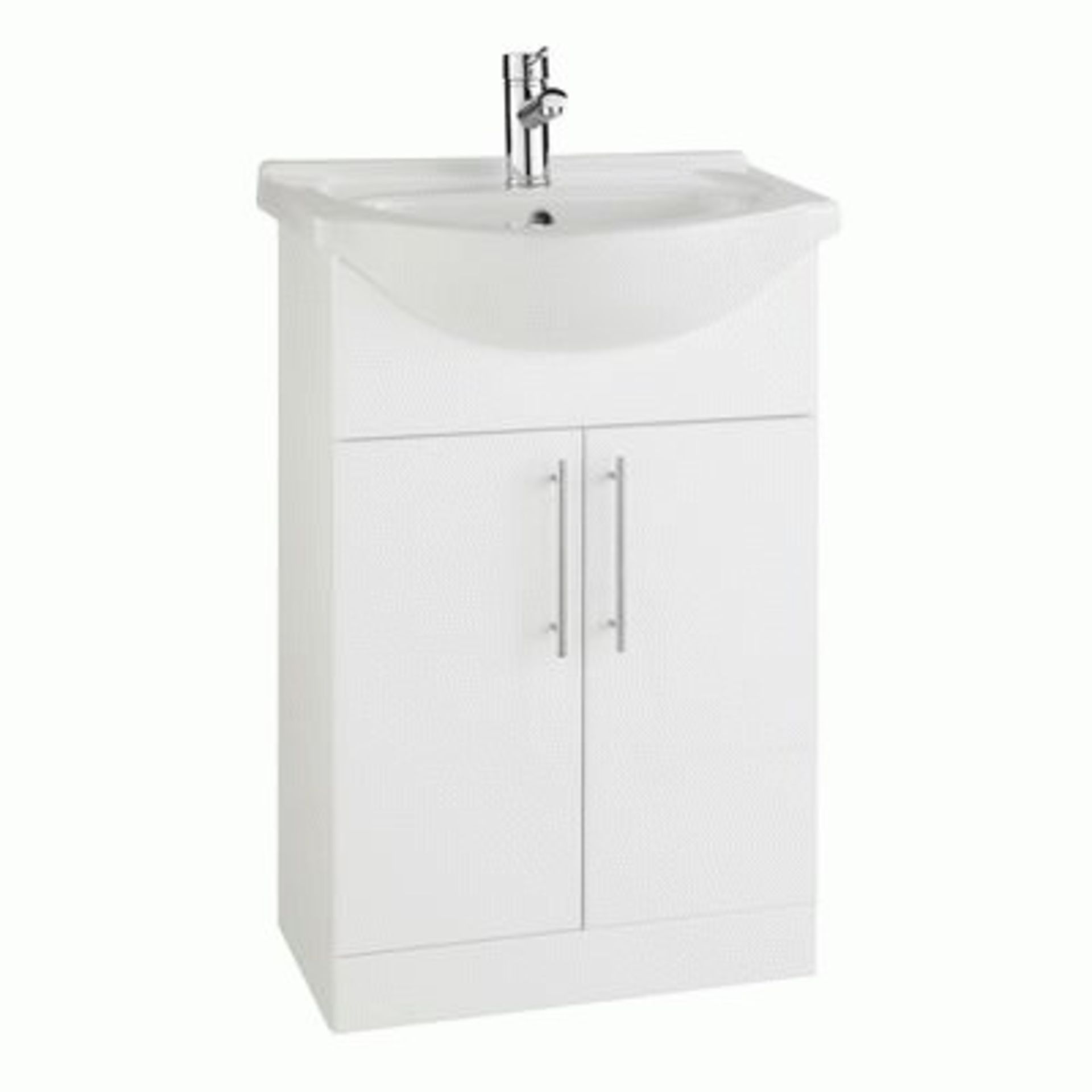 New (Z99) White Gloss Bathroom Sink Basin Cabinet - 550mm Width RRP £349.99. Comes Complete Wi...