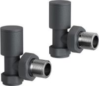 New & Boxed 15 mm Standard Connection Round Angled Anthracite Radiator Valves. Ra03A. Compli...