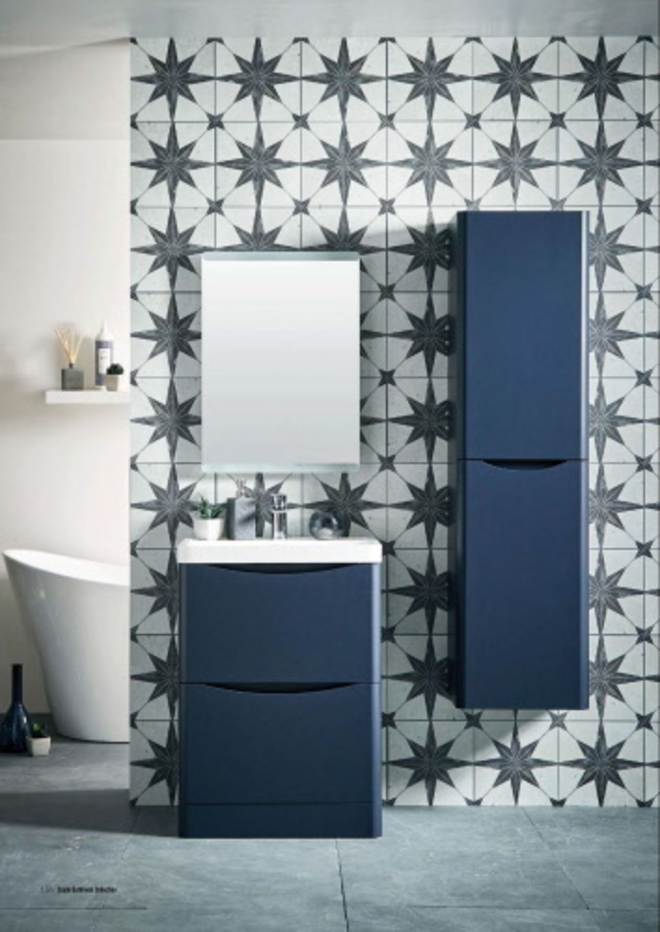 New (A70) The Scudo Bella 1500 Tall Cabinet Ð Indigo Blue. RRP £361.99. The Scudo Bathrooms ...