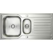 New (A115) Signature Prima 1.5 Bowl Kitchen Sink With Waste Kit 965 L x 500 W - Stainless Steel...