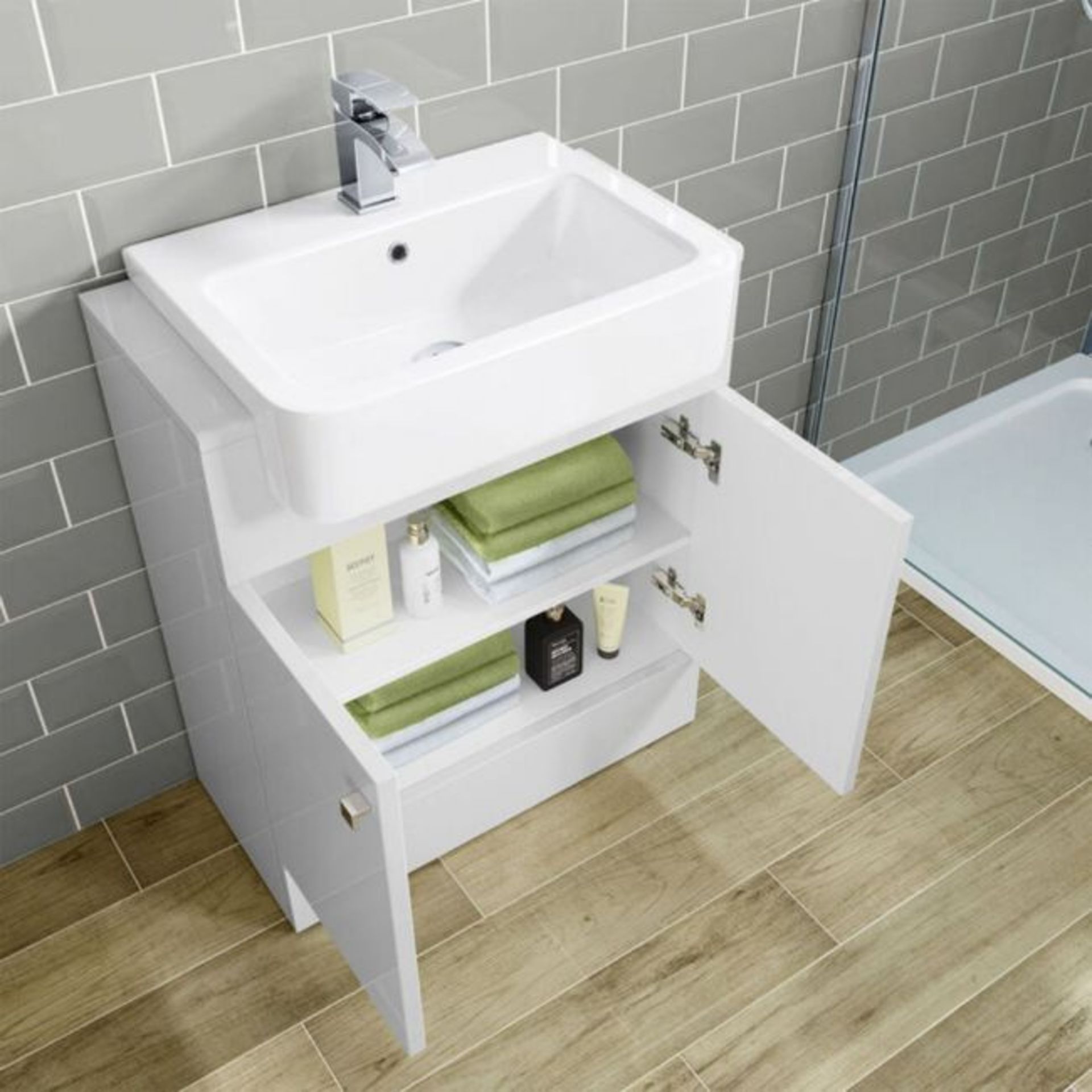 NEW (AA108) 660mm Harper Gloss White Sink Vanity Unit - Floor Standing. Rrp £749.99.Comes C... - Image 2 of 2