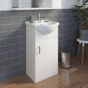 (Rr103) 405mm Ardenno Gloss White Cloakroom Vanity Unit & Basin Set. Clean, Crisp And Versatil...