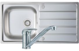 New (Z118) Signature Prima 1.5 Bowl Kitchen Sink With Sink Tap And Waste Kit 965 L x 500 W - St...