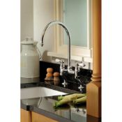 New (Z117) Abode Ludlow Brushed Nickel Bridge Kitchen Sink Mixer Tap At1217. Style - Traditiona...
