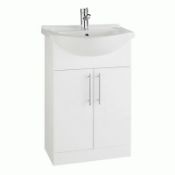 New (Z99) White Gloss Bathroom Sink Basin Cabinet - 550mm Width RRP £349.99. Comes Complete Wi...