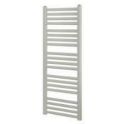 New (S163) Wolfsbane Angled Bar Towel Radiator 1200 x 500mm White. Flat Tubular Matt Steel Con...