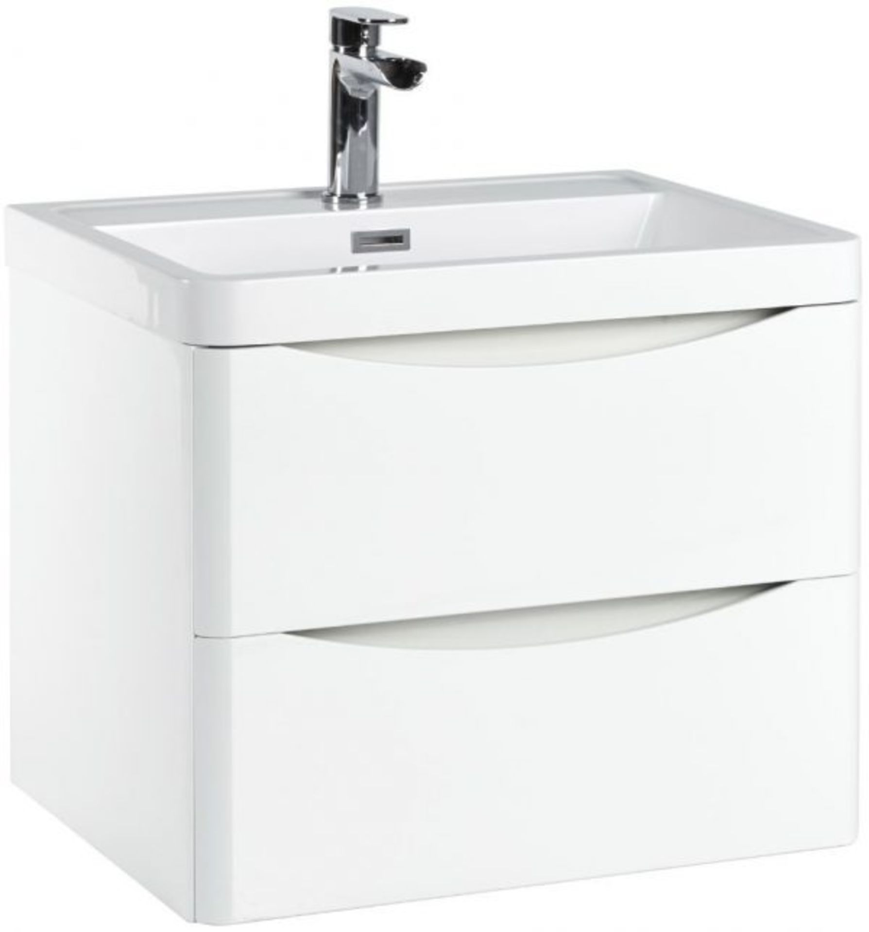 NEW (C21) 600MM BELLA GLOSS WHITE WALL HUNG VANITY UNIT AND BASIN. RRP £431.00. Height 500MM... - Image 2 of 2