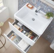 New (A72) 600mm Bella Gloss White Wall Hung Vanity Unit. RRP £432.00. Comes Complete With Basi...