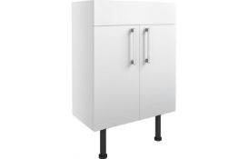 New (A150) Alba 600mm Vanity Unit - White Gloss. RRP £159.99. Durable 18mm Cabinet, Sides, Ba...