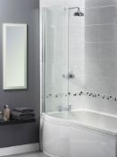 New (T195) 1500mm Space Saver Curved Bath Screen.