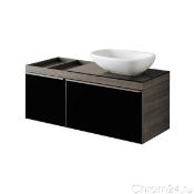 New Keramag Citterio Washbasin Cabinet 1184 x 543 x 504 Dark Oak, Black Glass Front Ref. 835821...