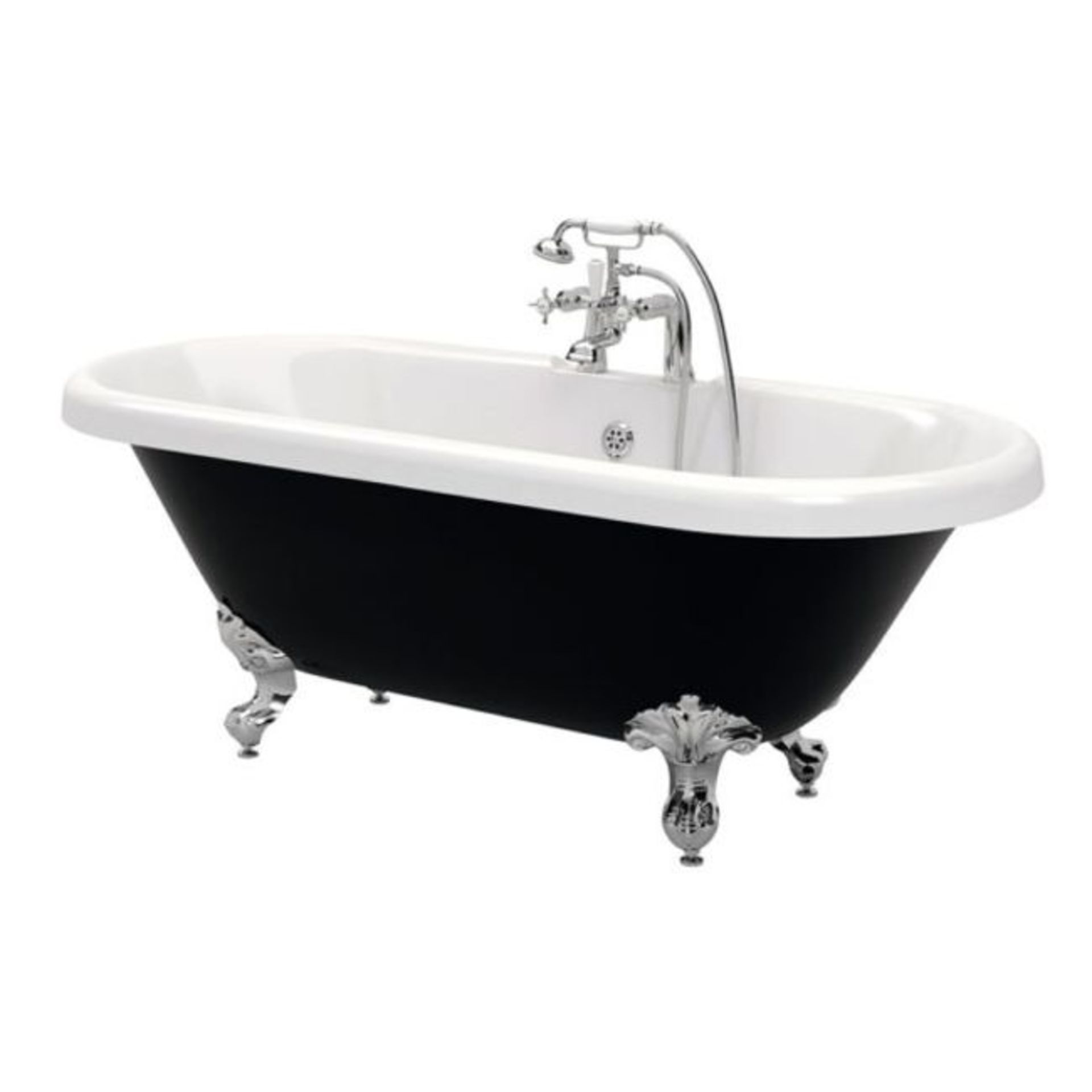 New 1690x740x620mm Richmond Black Roller Top Freestanding Bath. Rrp £1,549.With Chrome Ball F... - Image 2 of 2