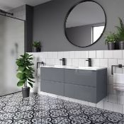 New 1200mm Trevia Grey Gloss Built In Vanity Unit. Comes Complete With Basin. Contemporary Wa...