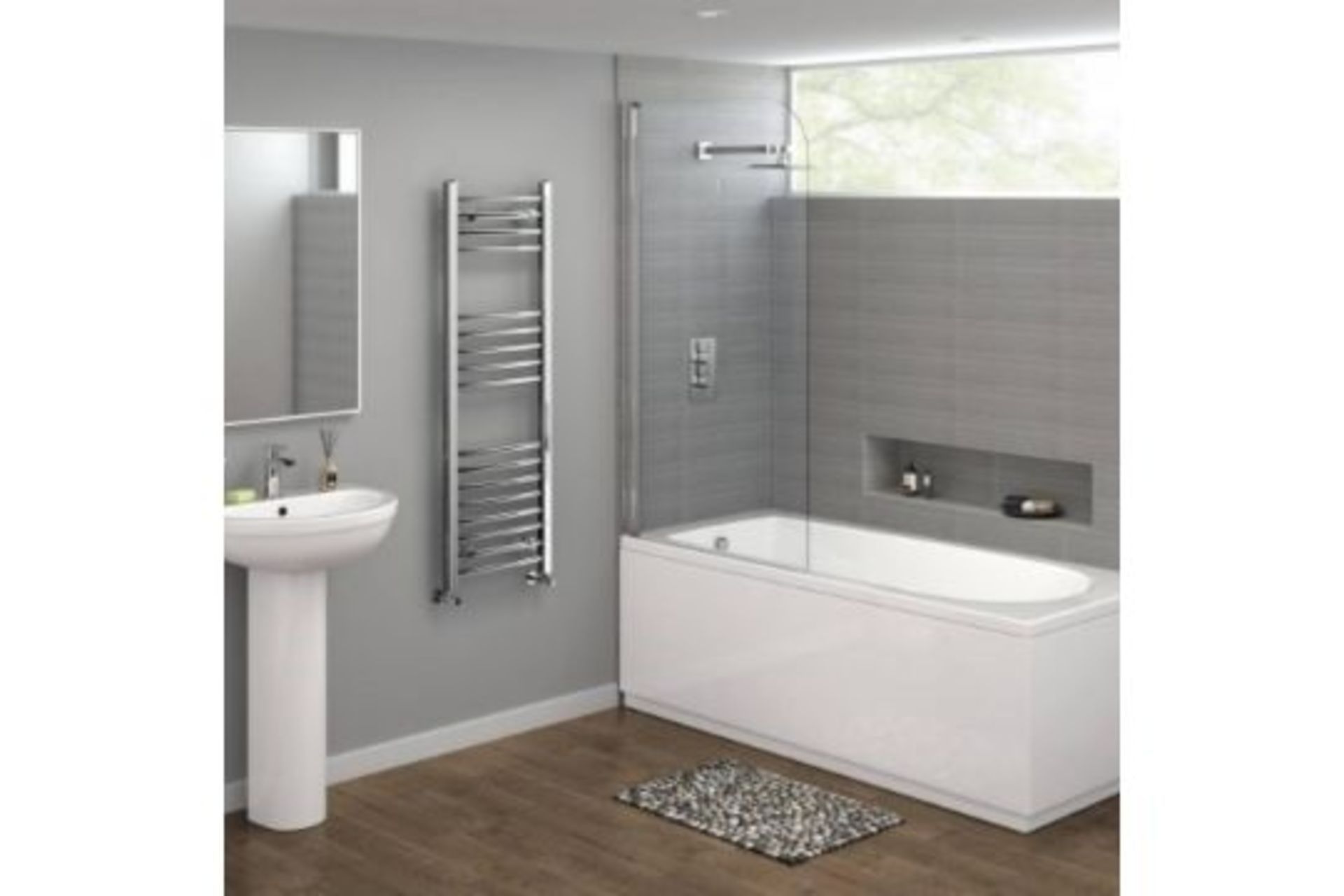 New 1200x400mm - 20mm Tubes - Chrome Curved Rail Ladder Towel Radiator. Nc1200400.Our Nancy ... - Image 2 of 2