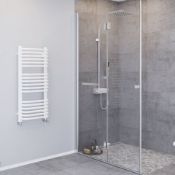 (VD128) 900x500mm D Shape Designer White Towel Radiator.RRP £199.99.High quality powder-coated...