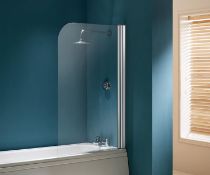New (E163) 1500x750mm 6mm Straight Bath Screen With Curved Corner. New (E163) 1500x750mm 6mm