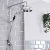 New & Boxed Chrome With Black Accents - Traditional Thermostatic Exposed Mixer Shower Set. Sp68...
