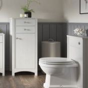 New (Z95) Lucia 1180mm x 465mm Satin White Ash Floor Standing Tall Boy Unit. RRP £431.08. A Tr...