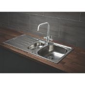 New (F74) Kitchen Sink & Drainer Stainless Steel 1.5 Bowl 1000 x 500mm (3722K). Modern Design. ...