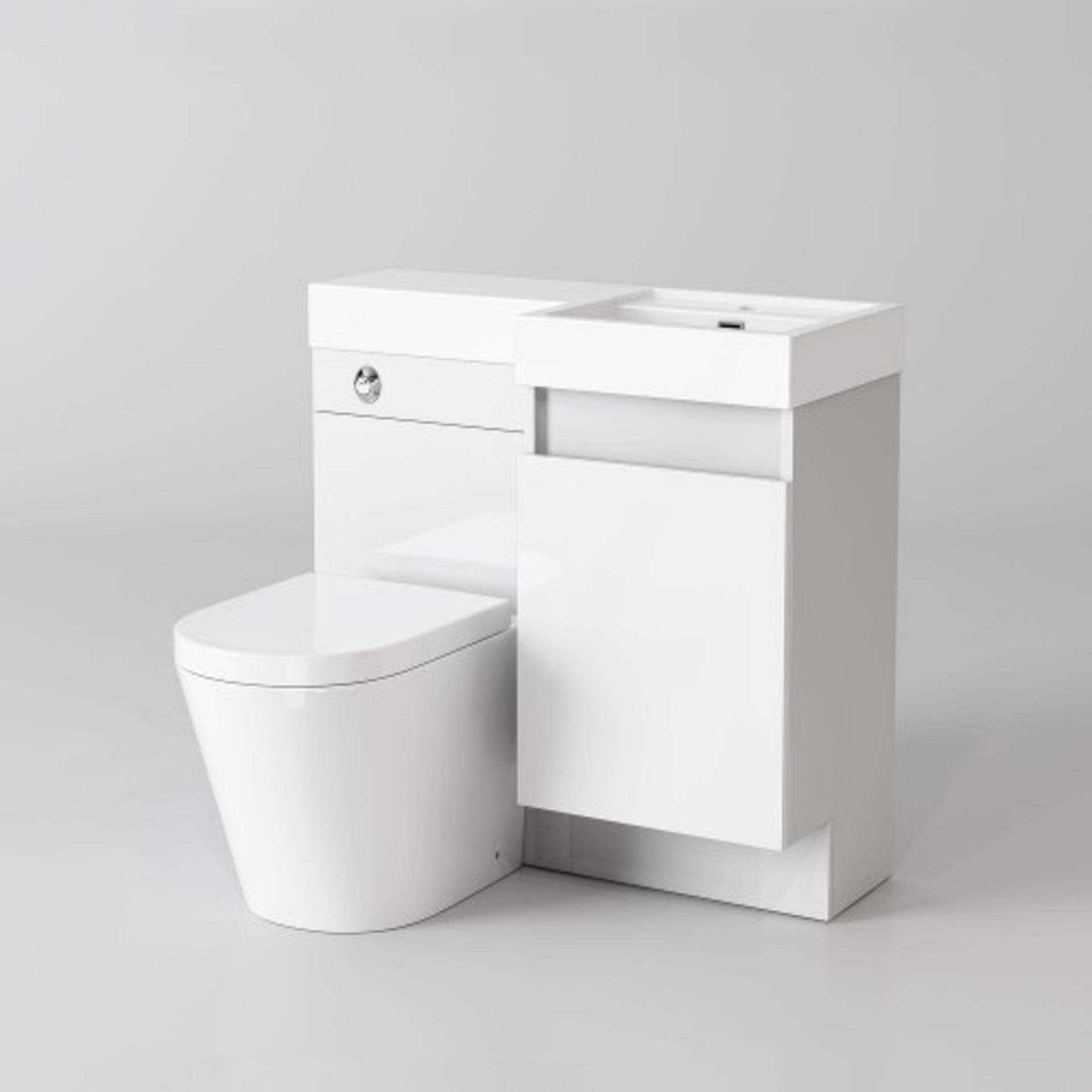 New & Boxed 906mm Olympia Gloss White Drawer Vanity Unit - Lyon Pan, Left Hand. Basin, Unit An... - Image 2 of 3