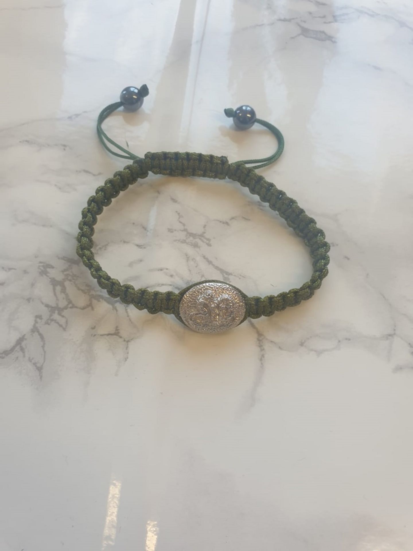21 x Green Dragon (Black Bead Ends) Chinese Zodiac Year Adjustable Beaded Bracelet