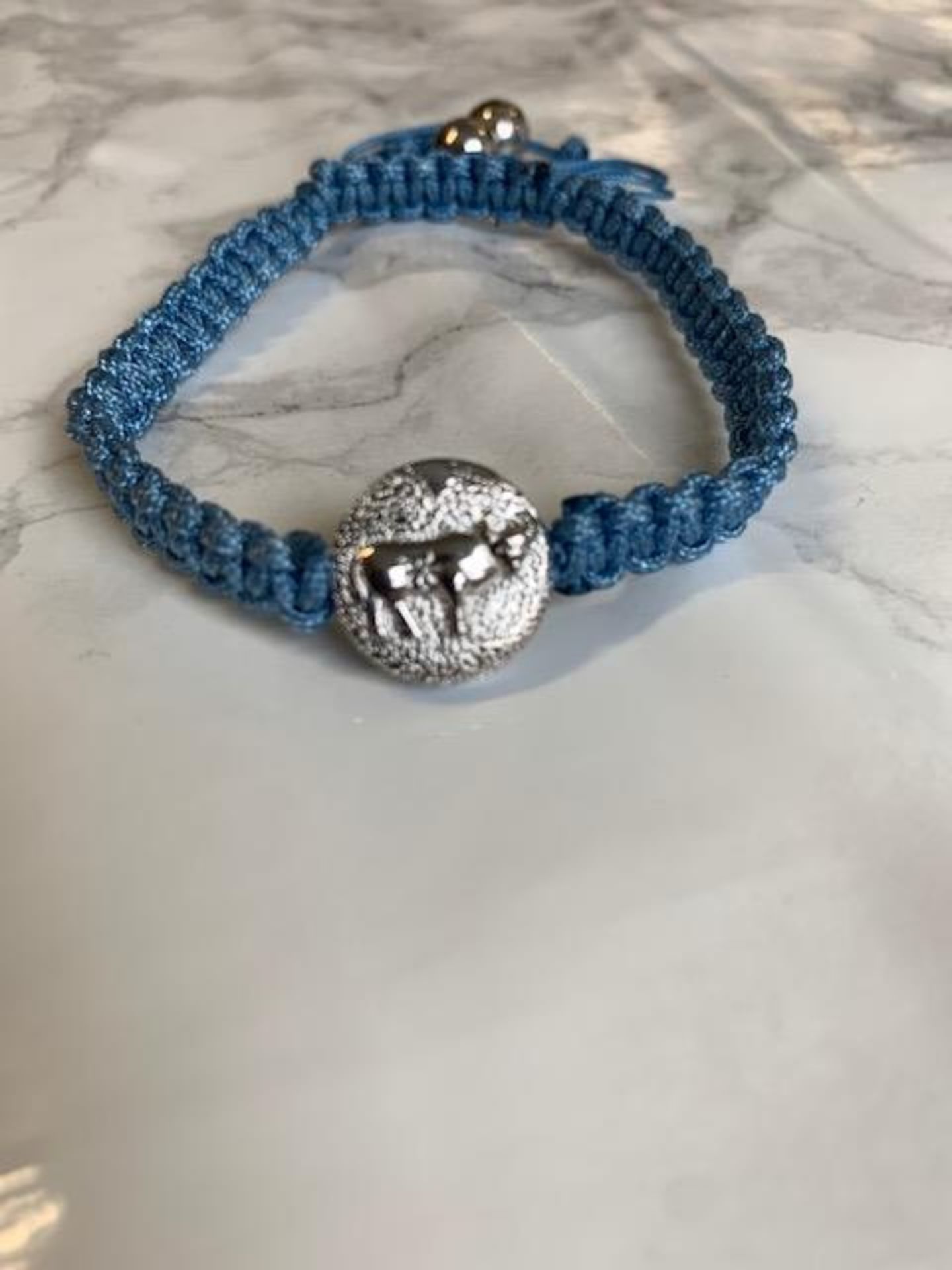 19 x Ox (Silver Bead Ends) Chinese Zodiac Year Adjustable Blue Beaded Bracelet