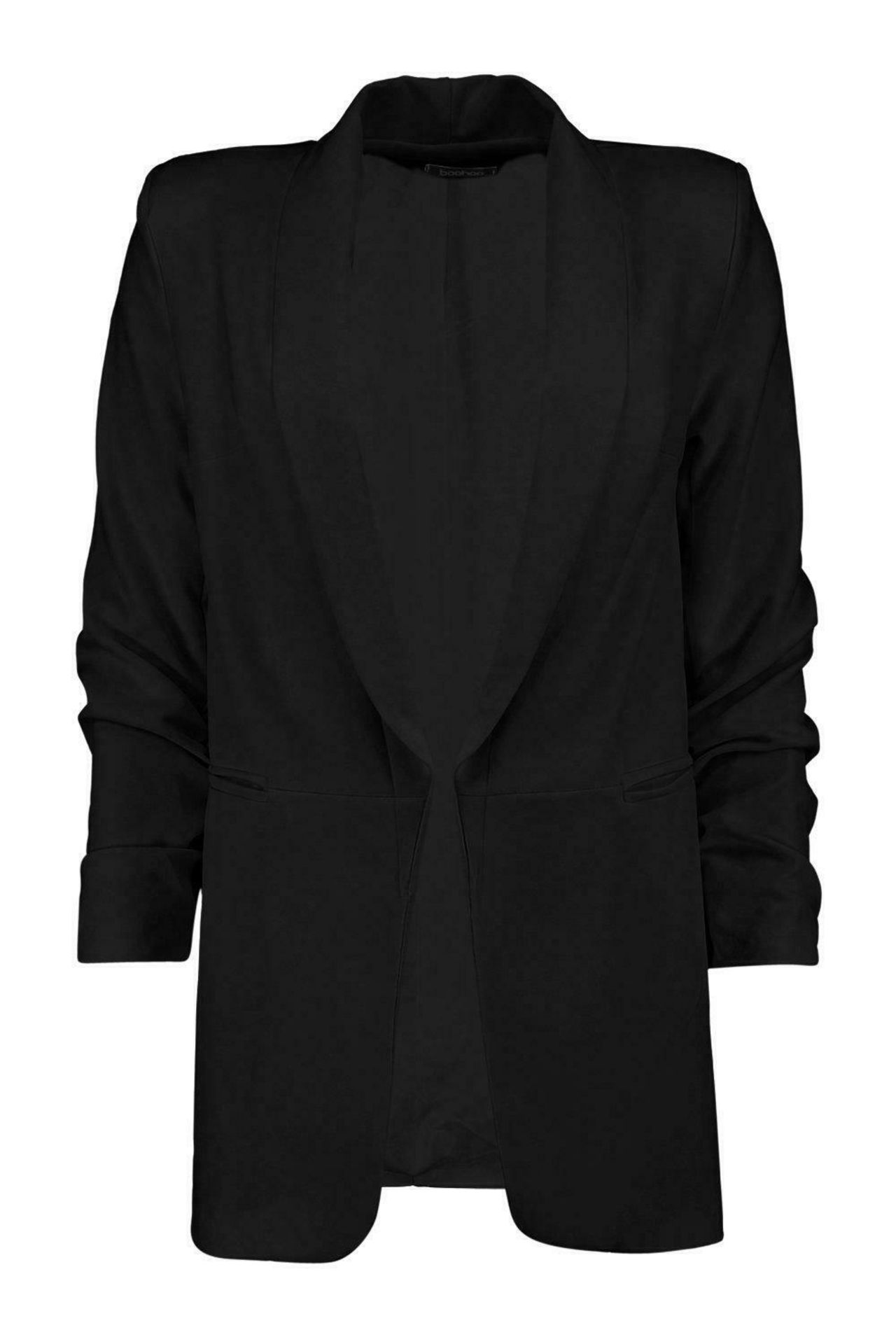 JOB LOT 18 Boohoo Ruched Sleeve Blazer Black Size 10 RRP £30 EACH - Image 2 of 2