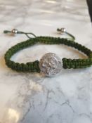 18 x Green Dragon (Silver Bead Ends) Chinese Zodiac Year Adjustable Beaded Bracelet