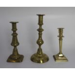 Set of 3 English Brass Candlesticks