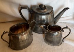 Tea Pot Sugar Bowl and Milk jug early 20th century 3 piece set EPBM