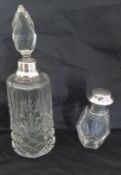 2 1920's cut glass scent bottles