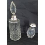 2 1920's cut glass scent bottles