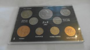 1965 QUEEN ELIZABETH UNCIRCULATED PRE DECIMAL 9 COIN SET