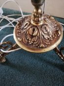 Brass antique standard lamp with corinthian coloum style and 3 feet